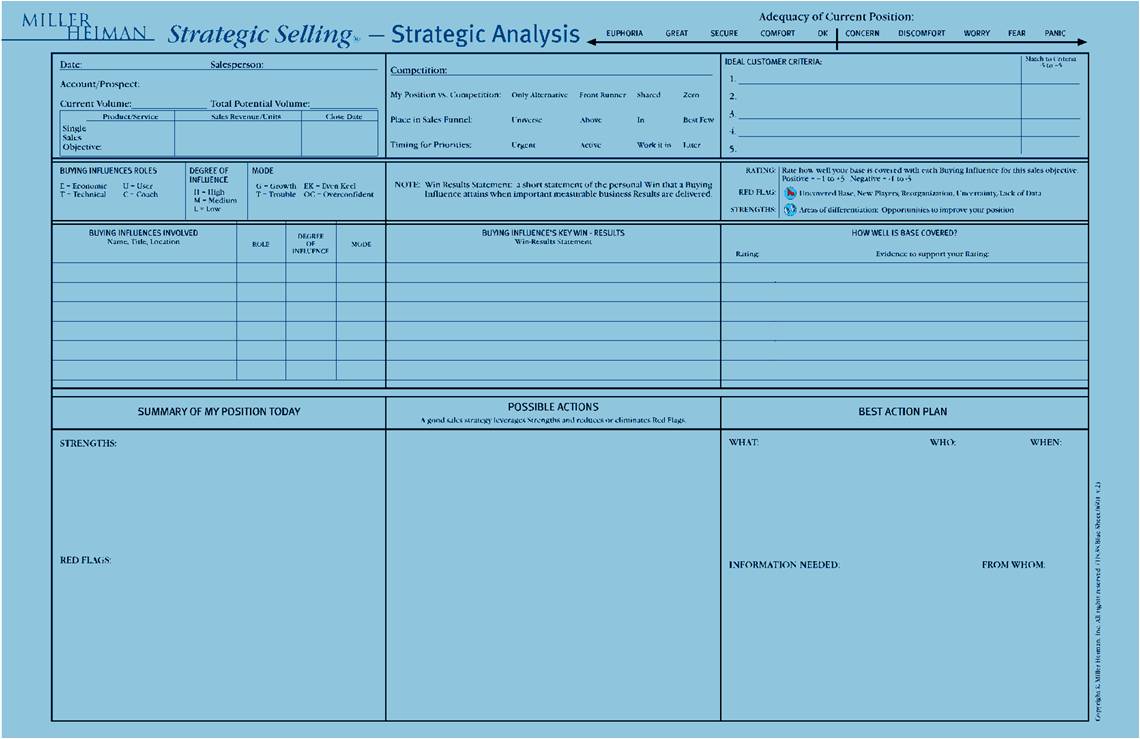 Miller Heiman Blue Sheet Template